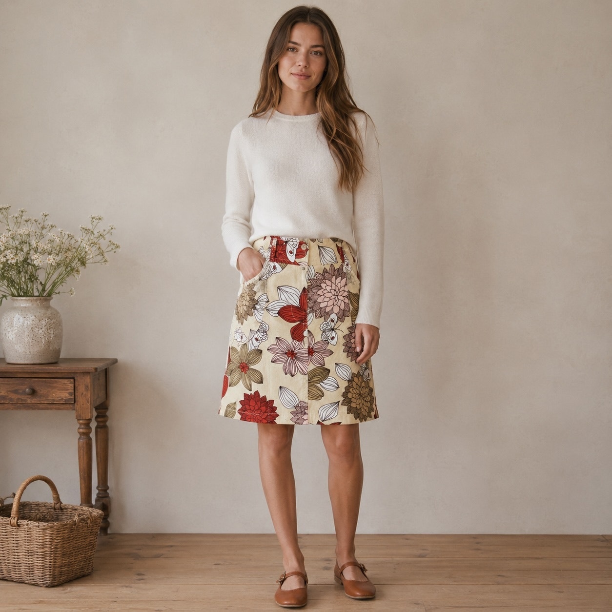 Loft Tan Floral Mini Skirt Nwot 8 Petitie